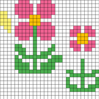 4 flowers 2 bees
