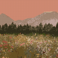 Mountain and wildflower painting