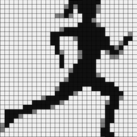 Running woman with ponytail