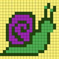 DALL·E 2024-02-15 21.50.42 - A pixel art snail motif for a fair isle knitting pattern, three colours.png