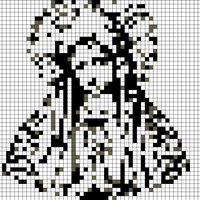 DALL·E 2024-02-19 19.50.50 - Create a simple and clear image of the Virgin Mary, designed specifically to be easily translated into a pattern using Chart Minder for crochet projec.webp