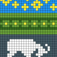 Grey & 2 shades of Green GOAT with decreases