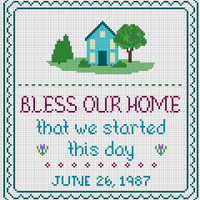 Bless Our Home Wedding date (Lucky Duck Designs Vintage Pattern)