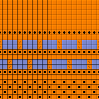 Seed with two color stripes (repeat 4-14 until finish, border with seed)