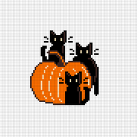 chats et citrouilles INTARSIA