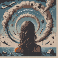 DALL·E 2025-02-19 20.20.54 - A surreal painting-style artwork showing only the back of a young woman’s head with long, curly hair. Around her head, symbolic elements from the poem.webp