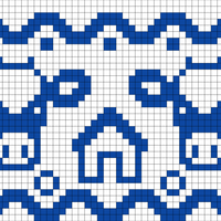Copy of Cow head with geometric and house decoration