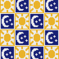 Sun and Moon Intarsia Checkerboard