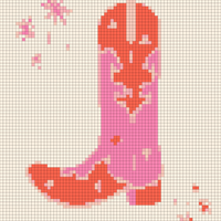 Rusty Red Western Boot and Stars Line Art Canvas Print.png