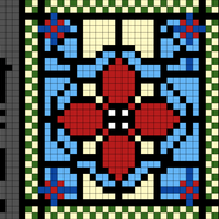 medieval, castle, stained glass, devil symbol. 