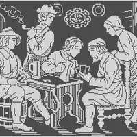 drinking and playing cards - from antique pattern library