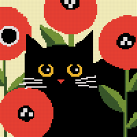 cross stitch cat poppy