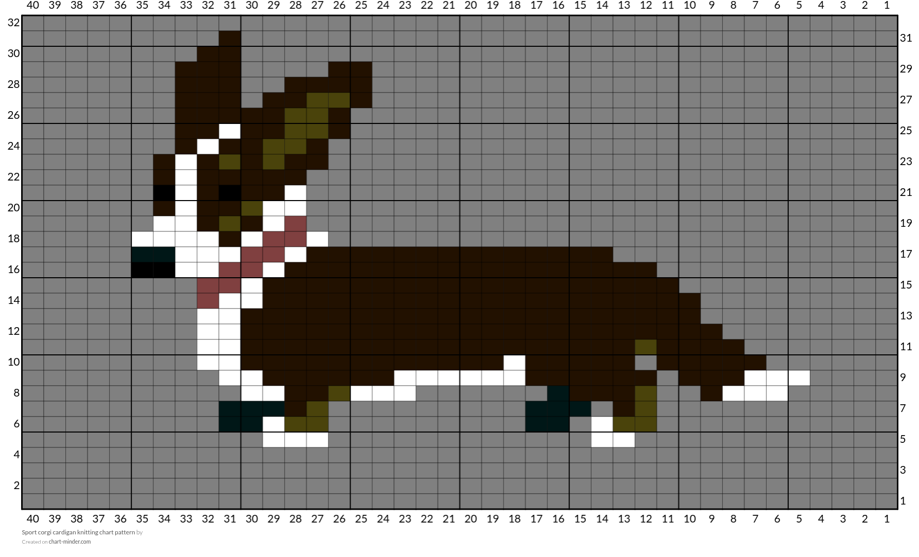 Sport corgi cardigan knitting chart pattern
