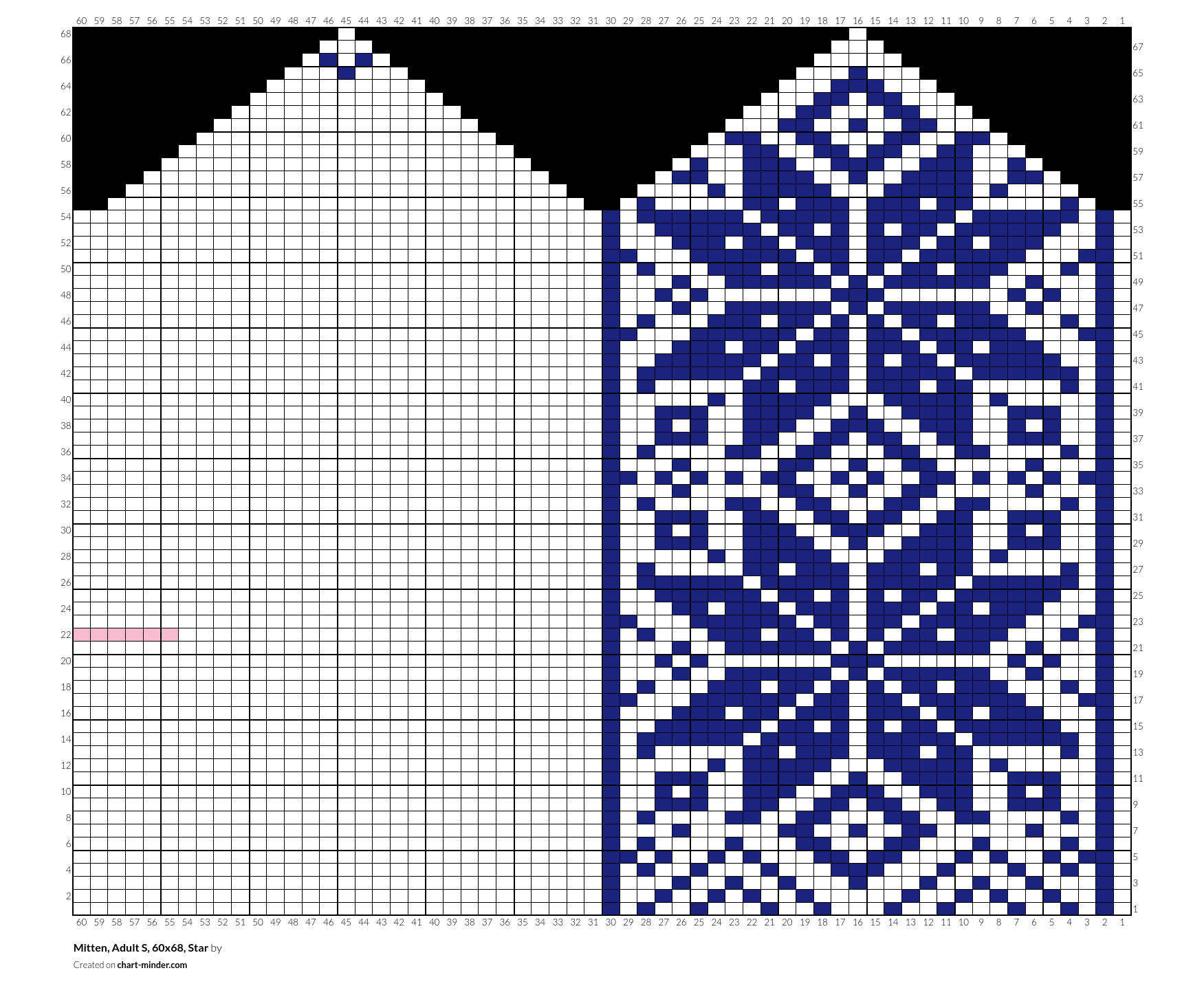Mitten, Adult S, 60x68, Star