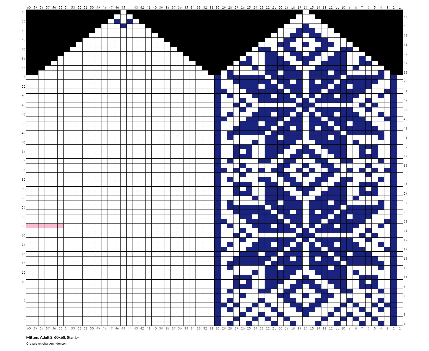 Mitten, Adult S, 60x68, Star