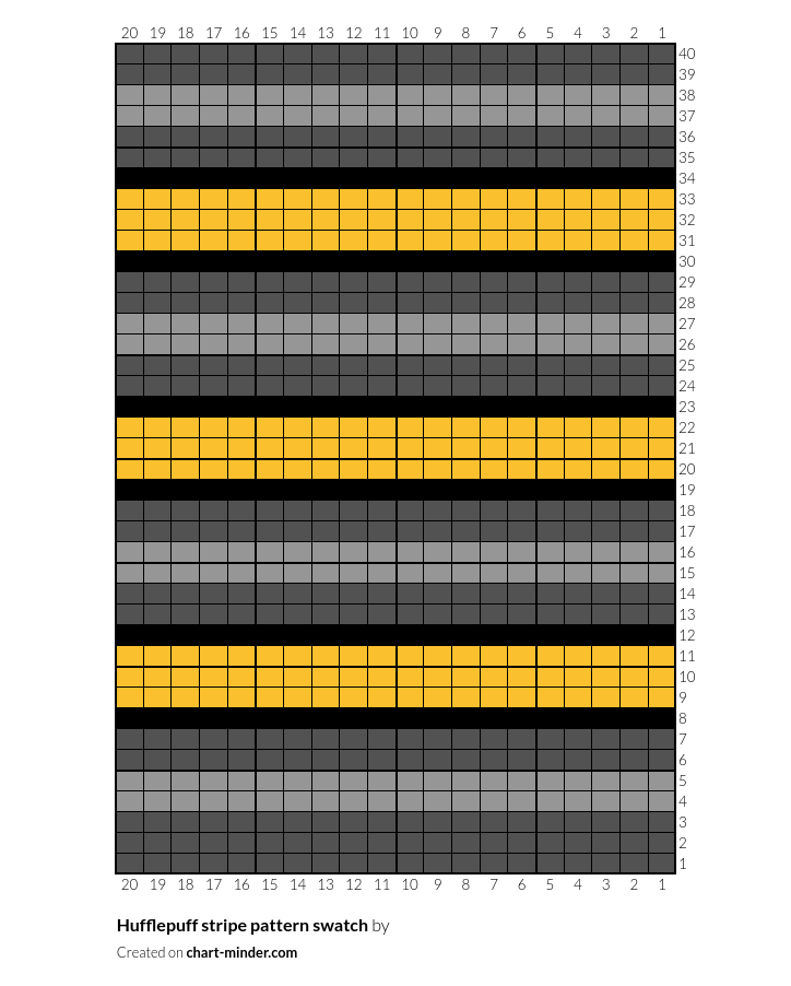 Hufflepuff stripe pattern swatch