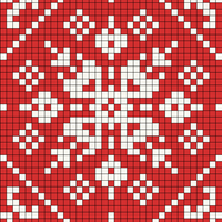 Red with Ivory Snowflake Motif