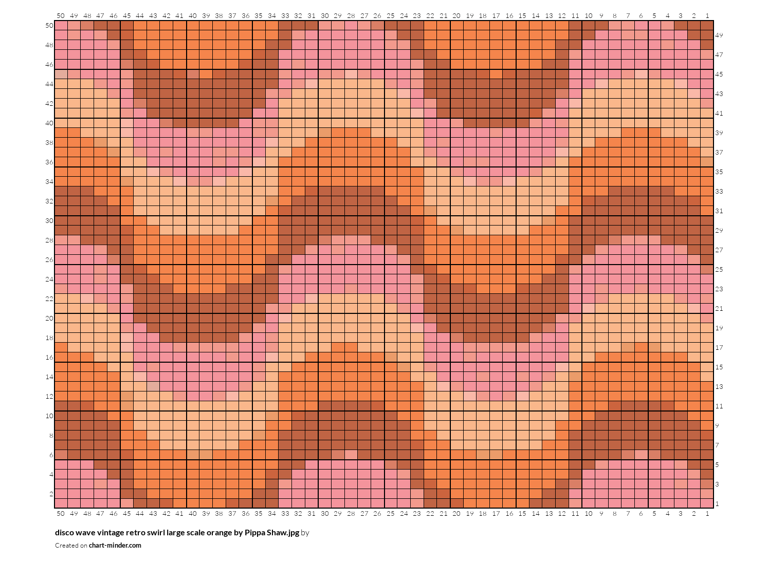 disco wave vintage retro swirl large scale orange by Pippa Shaw.jpg