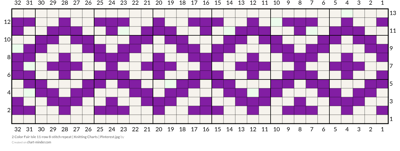 2 Color Fair Isle 11-row 8-stitch repeat | Knitting Charts | Pinterest.jpg
