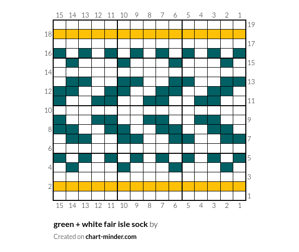 green + white fair isle sock 