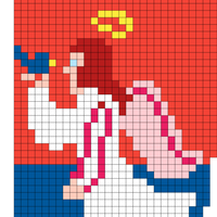 Red background - Dark Blue