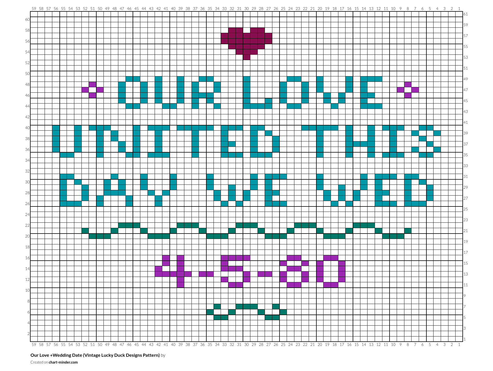 Our Love +Wedding Date (Vintage Lucky Duck Designs Pattern)