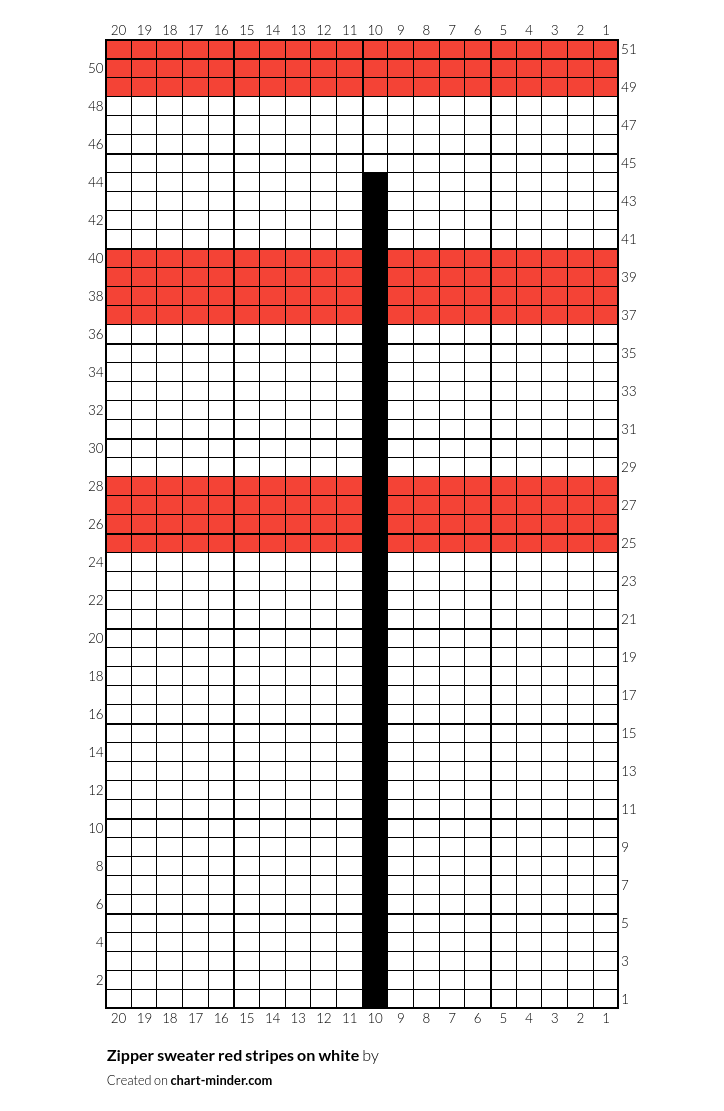 Zipper sweater red stripes on white