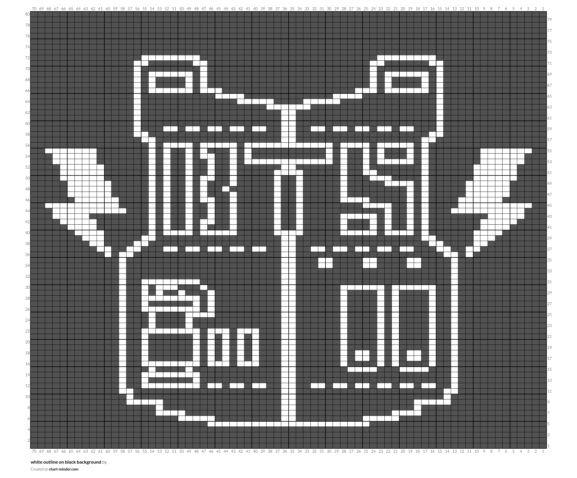 white outline on black background