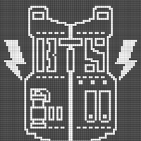 white outline on black background