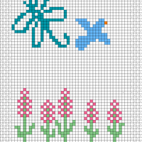 Duplicate Stitch Chart Flowers and Bird