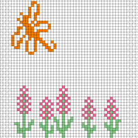 Duplicate Stitch Chart Flowers and Dragonfly