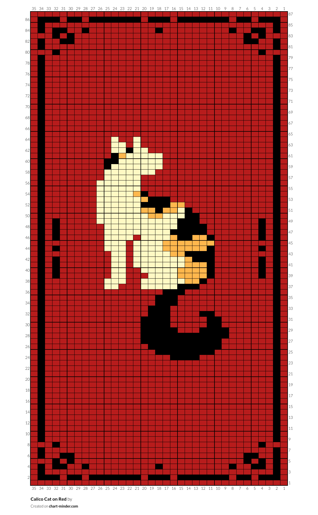Calico Cat on Red