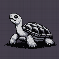 simple pixel art of the Murray short-necked turtle in black and white.png