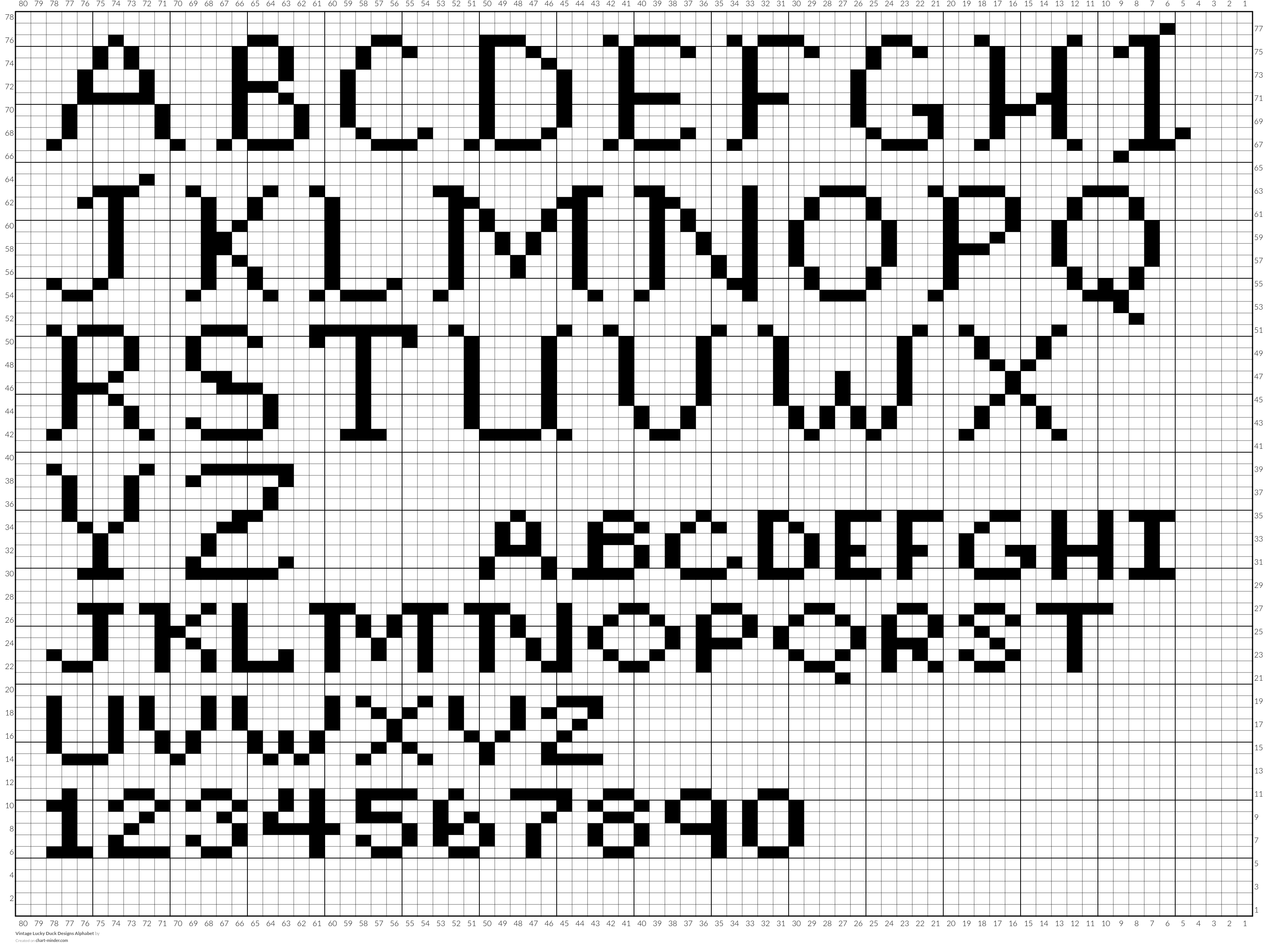 Vintage Lucky Duck Designs Alphabet 
