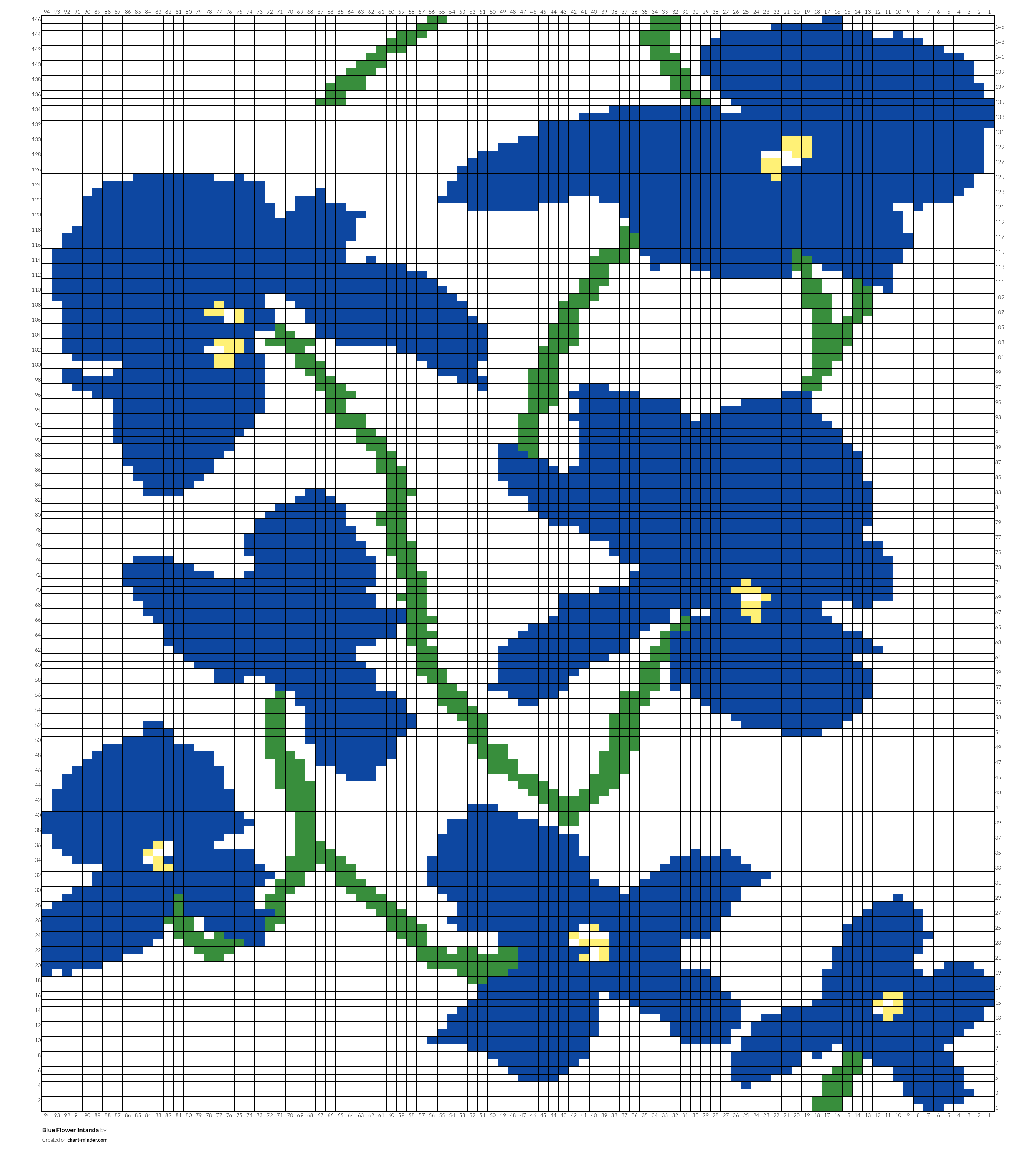Blue Flower Intarsia