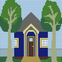 MK-B House w/ border w/o duplicate stitch