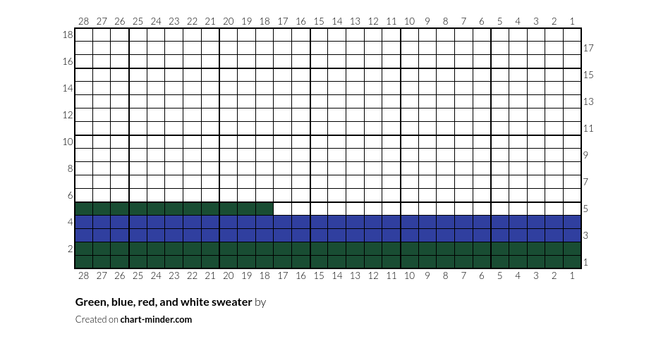 Green, blue, red, and white sweater