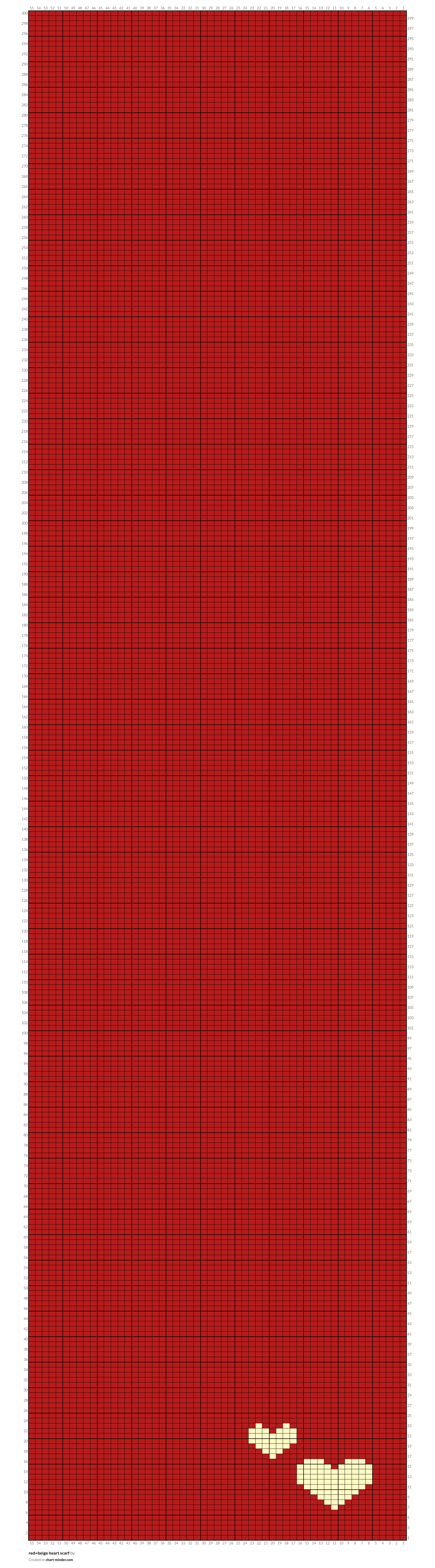 red+beige heart scarf