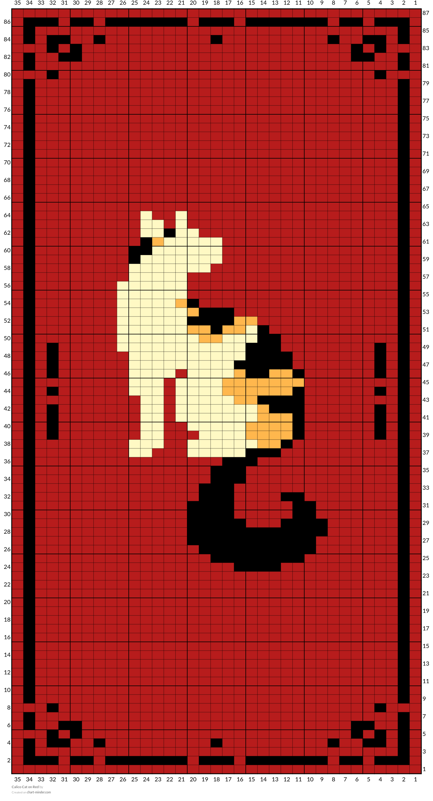 Calico Cat on Red