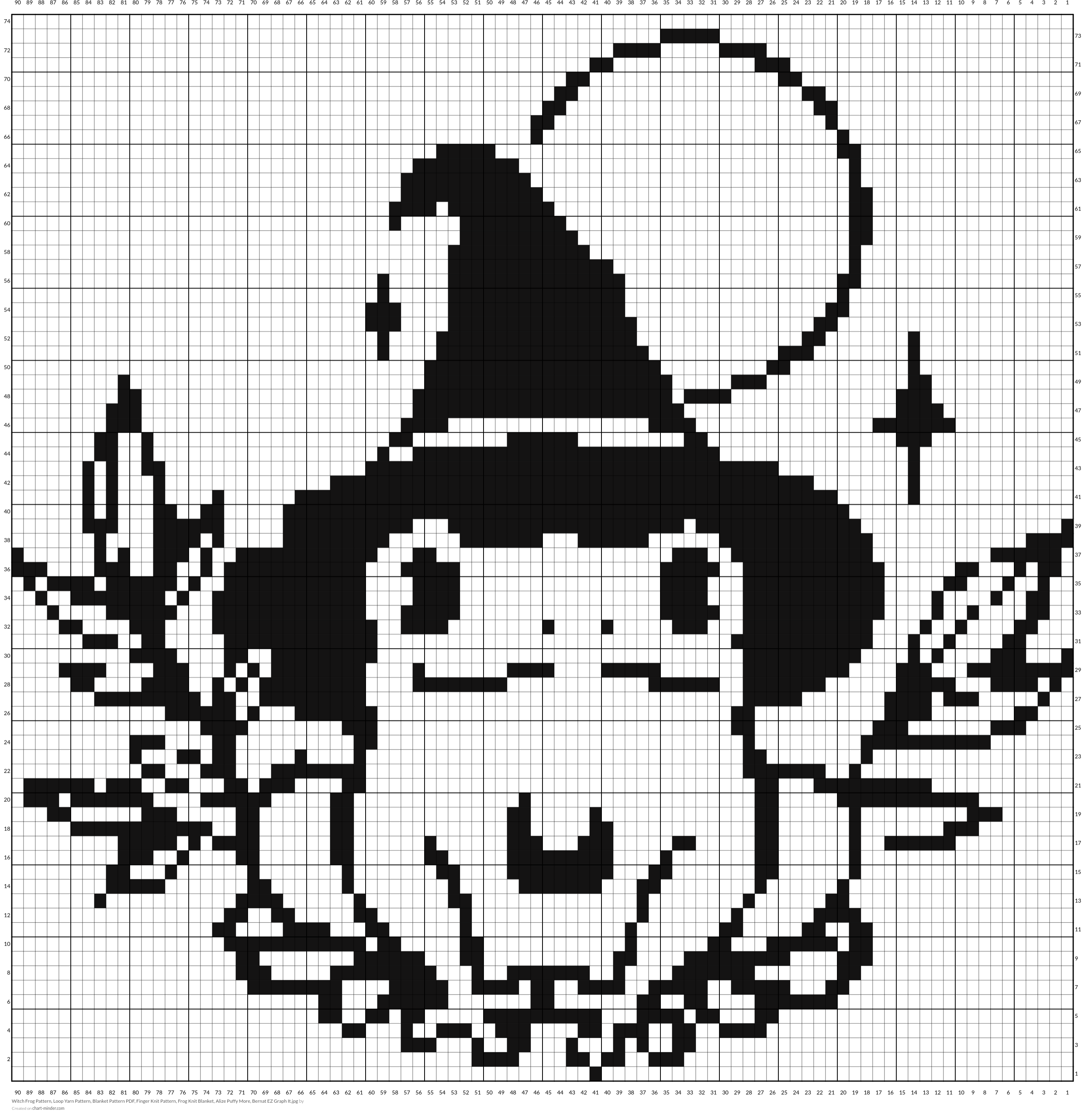 Witch Frog Pattern, Loop Yarn Pattern, Blanket Pattern PDF, Finger Knit Pattern, Frog Knit Blanket, Alize Puffy More, Bernat EZ Graph It.jpg