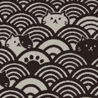 Japanese Art Wave and Cat Print