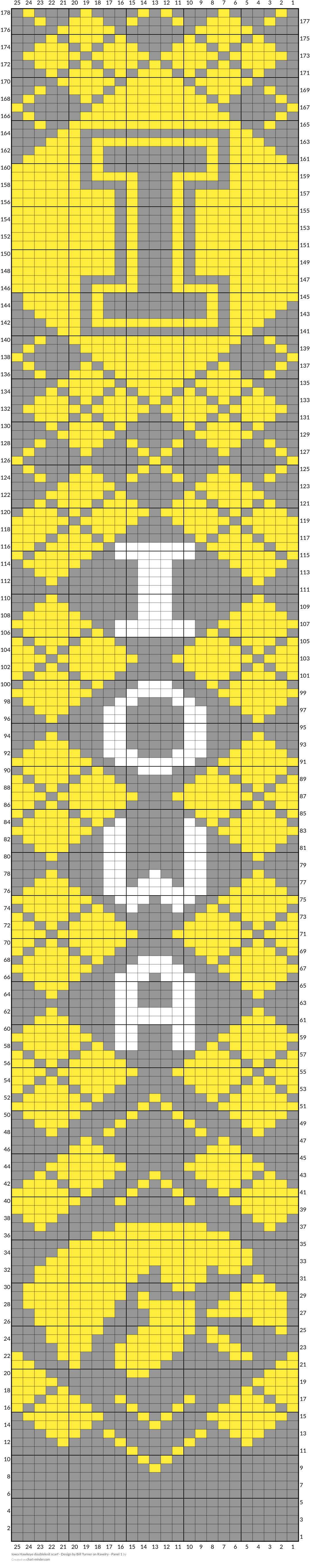  Iowa Hawkeye doubleknit scarf - Design by Bill Turner on Ravelry  - Panel 1