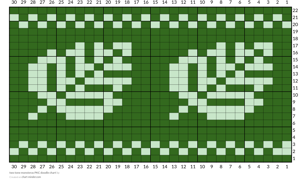 two tone monsteras PKC doodle chart