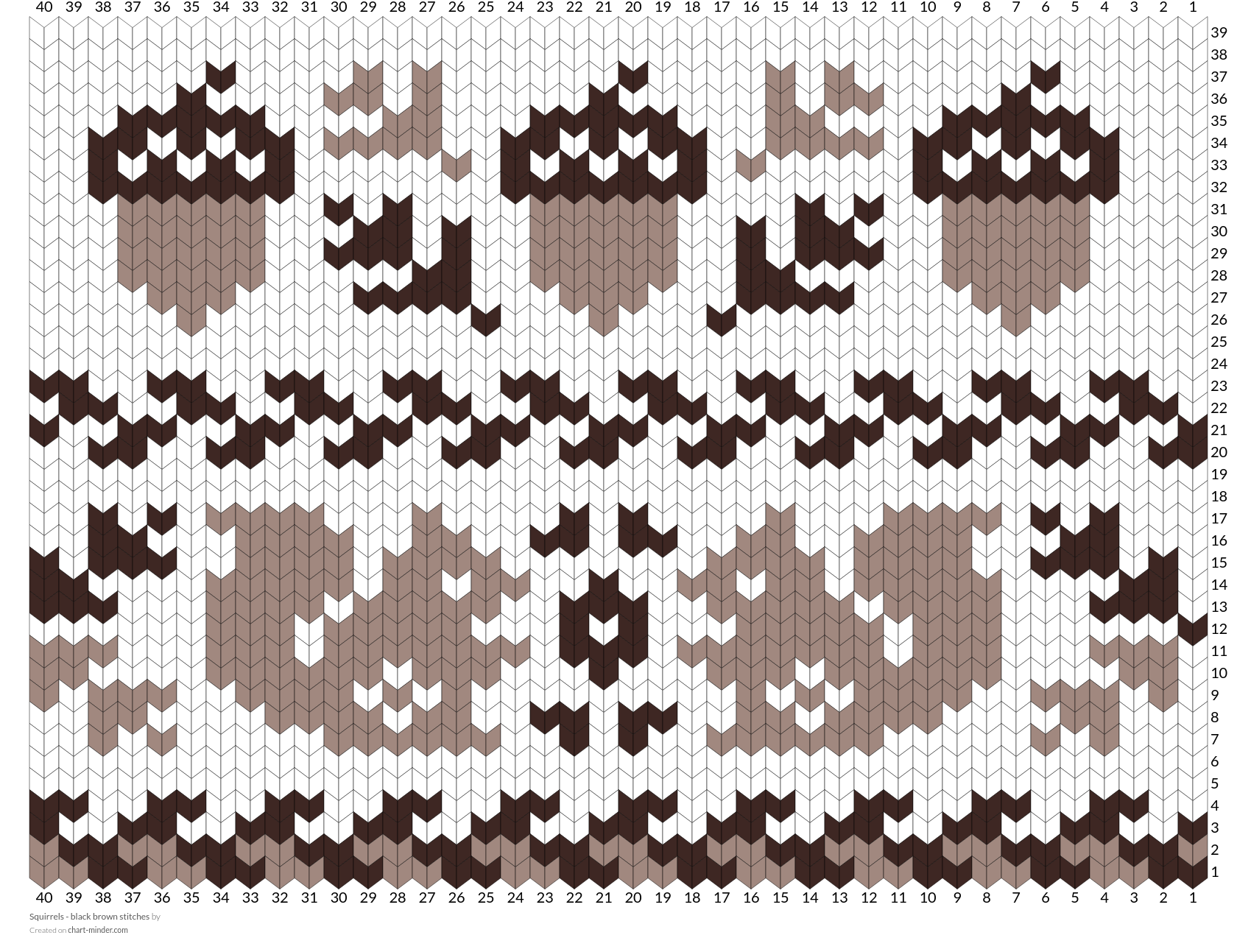 Squirrels - black brown stitches