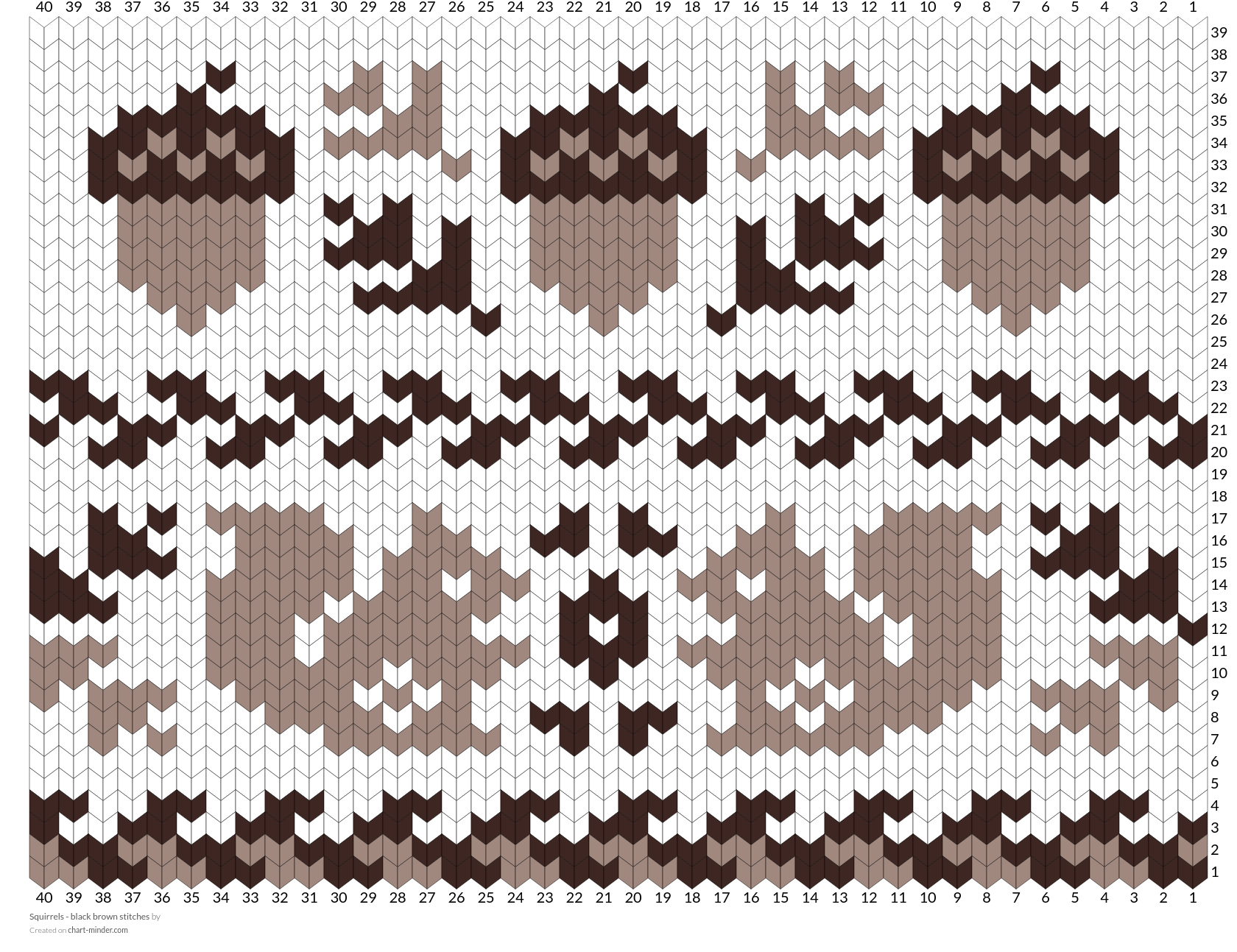 Squirrels - black brown stitches