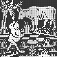 Copy of Copy of Copy of Frog and Cow from antique pattern library