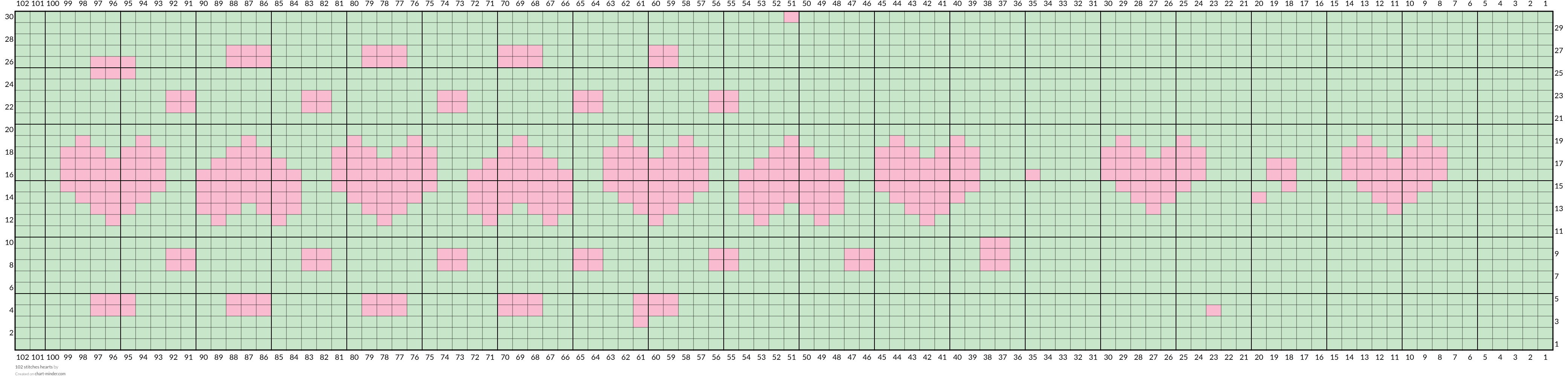 102 stitches hearts