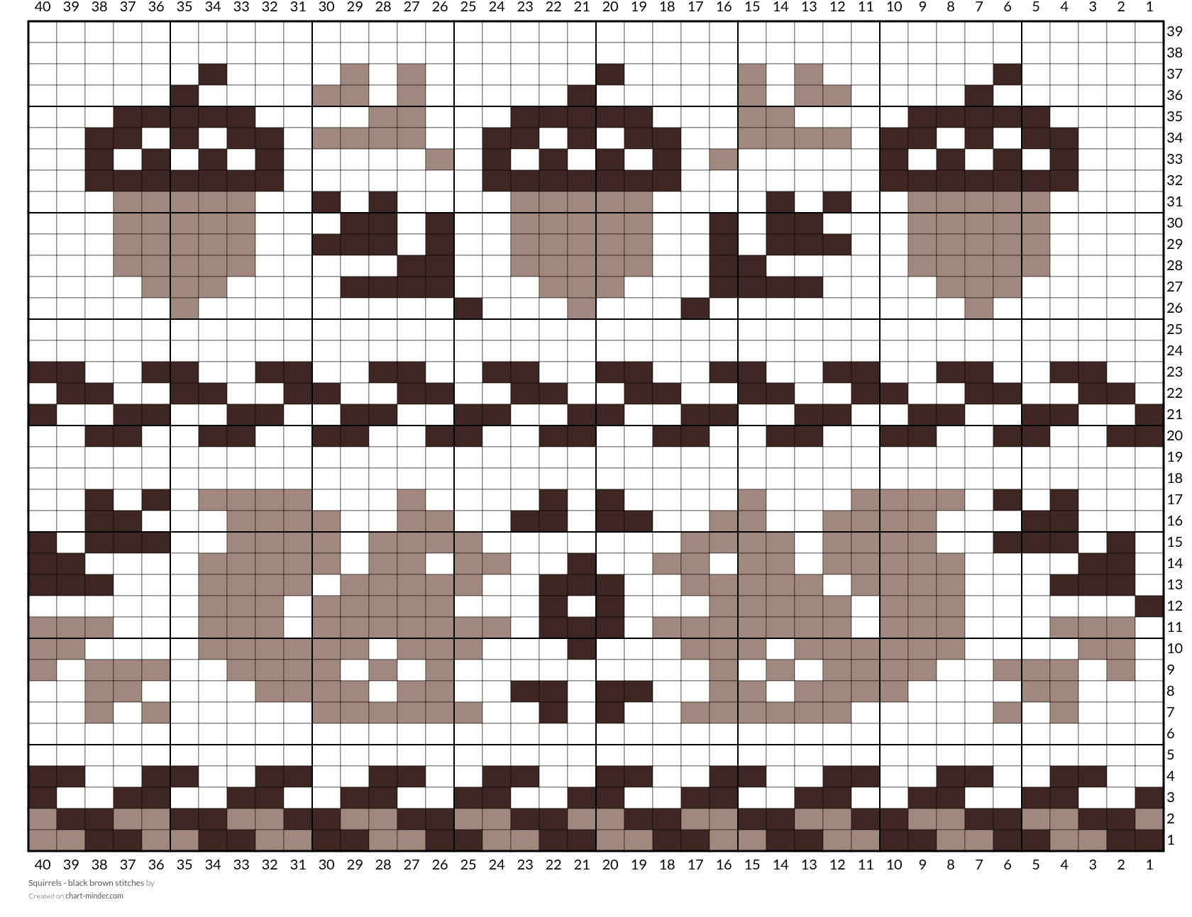 Squirrels - black brown stitches