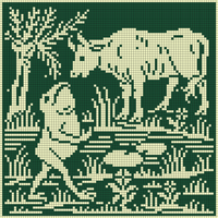 Copy of Copy of Frog and Cow from antique pattern library