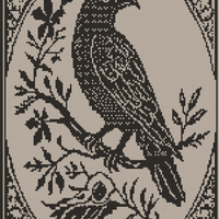 Raven op een tak in pixelkunst.png